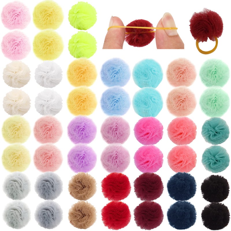 Qearl 48 Pcs Colored Ball Bows with Rubber Bands Pet Hair Accessories for Dog Puppy and Cat Grooming