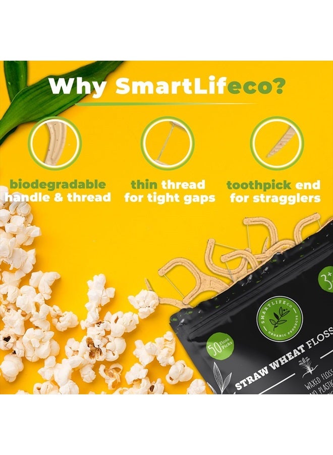 SMARTLIFECO Biodegradable Dental Floss Picks - Natural Plastic Free Handle, Thin Thread Tooth Flossers for Adults & Kids, Eco Friendly Toothpick Soft on Gum & Teeth, Zero Waste Vegan Organic, 100 mint - Image 4