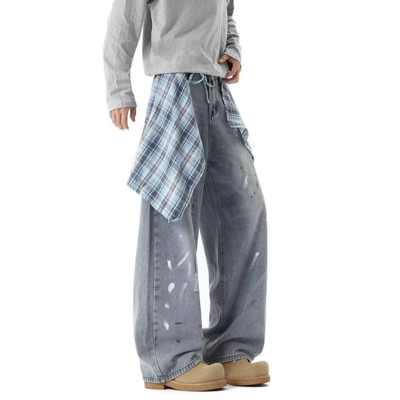 Unisex Classic Denim Jeans Loose Fit Daily Outdoor Wear - Image 3