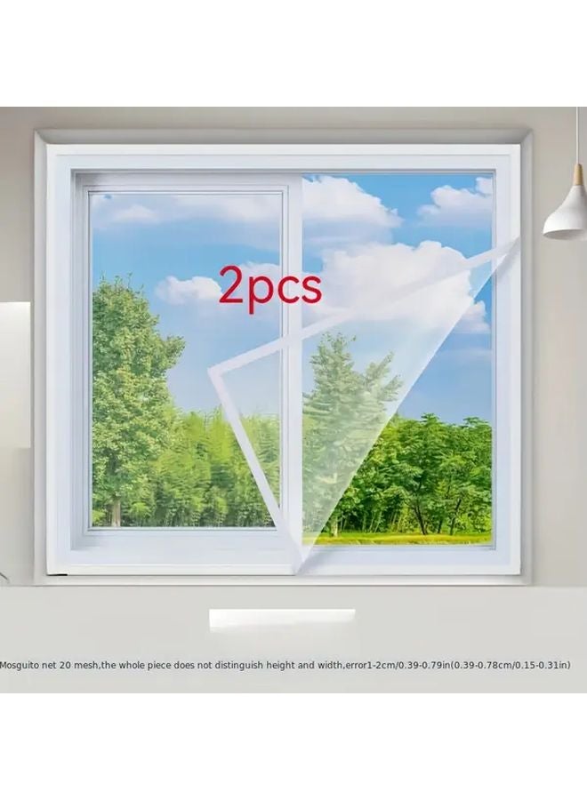 2Pcs White Window Mosquito Net Ventilation Mesh Anti Dust Insect Screen With Hooks - Image 1