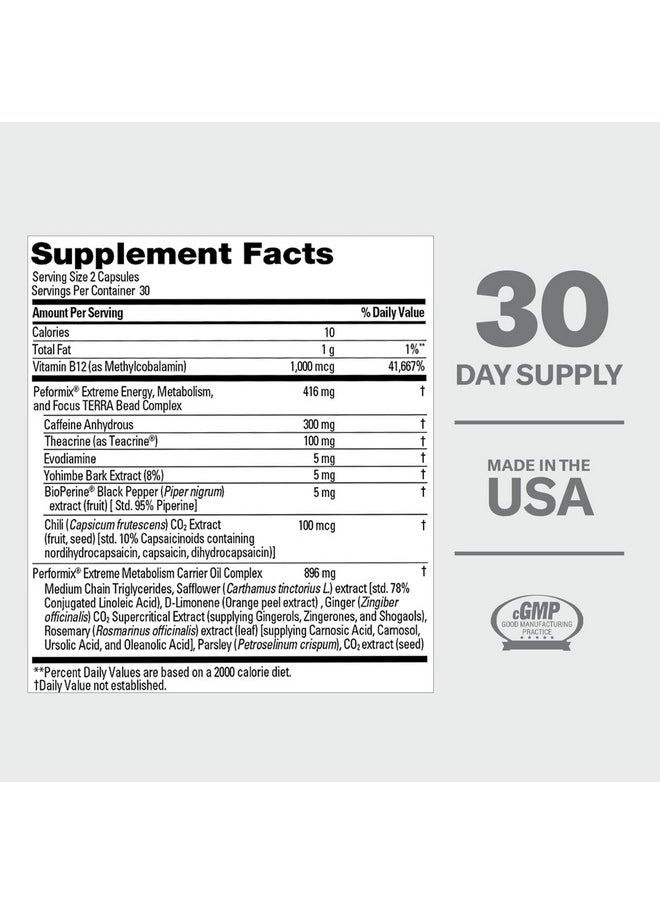 Performix - Sst Extreme V2X Thermogenic Supplement 60 Capsules Focus Energy Boost For Men And Women Caffeine Teacrine Vitamin B12 Bioperine - Image 1