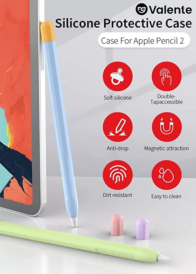 Valente Ultra Thin Silicone Skin Cover Compatible with Apple Pencil 2nd Generation Only (Green Yellow) - Image 4