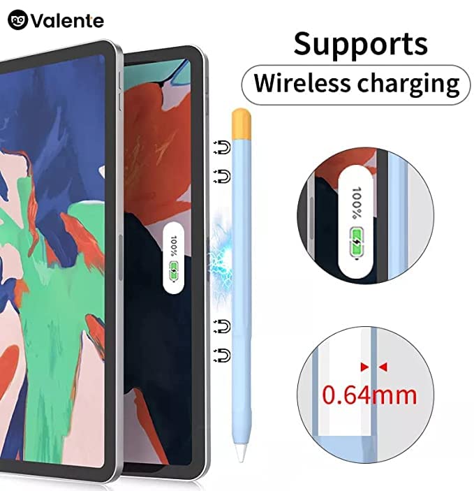 Valente Ultra Thin Silicone Skin Cover Compatible with Apple Pencil 2nd Generation Only (Green Yellow) - Image 3
