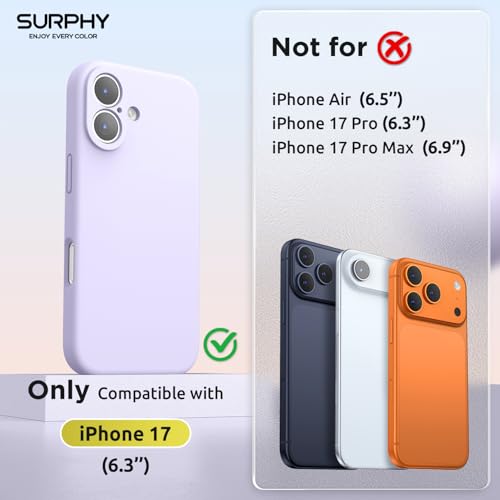 SURPHY Case for iPhone 17 Case with Screen Protector 63 inch 2025 Compatible with MagSafe Liquid Silicone 17 Phone Cases Whit Soft Microfiber Lining Lilac - Image 3