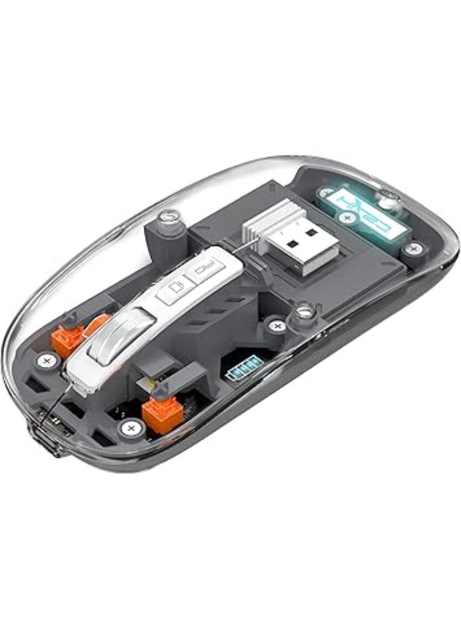 Transparent mouse, Bluetooth 5.2 and 2.4GHz, rechargeable Type-C, RGB wireless mouse, wireless optical gaming mouse, large 400mAh battery, rechargeable wireless mouse - Image 1