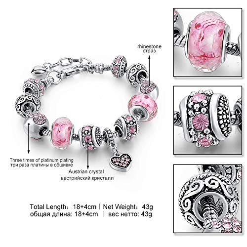 YouBella Jewellery Silver Plated Stylish Latest Crystal Bracelet Bangle Jewellery For Girls and Women (Pink) - Image 5