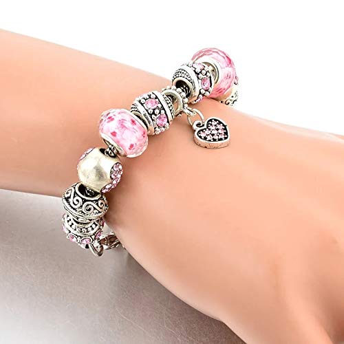 YouBella Jewellery Silver Plated Stylish Latest Crystal Bracelet Bangle Jewellery For Girls and Women (Pink) - Image 2