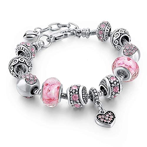 YouBella Jewellery Silver Plated Stylish Latest Crystal Bracelet Bangle Jewellery For Girls and Women (Pink) - Image 1