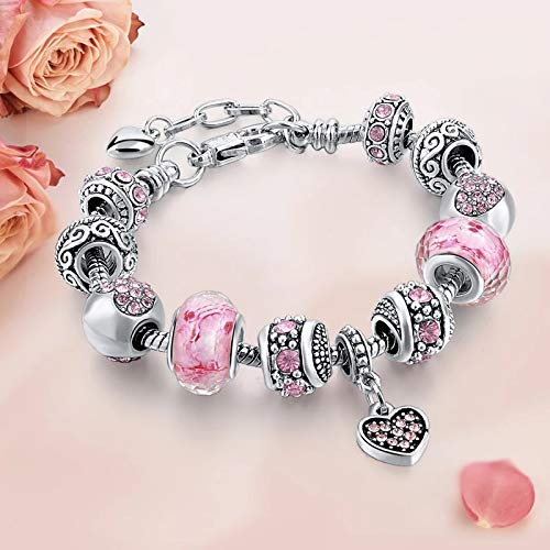 YouBella Jewellery Silver Plated Stylish Latest Crystal Bracelet Bangle Jewellery For Girls and Women (Pink) - Image 3