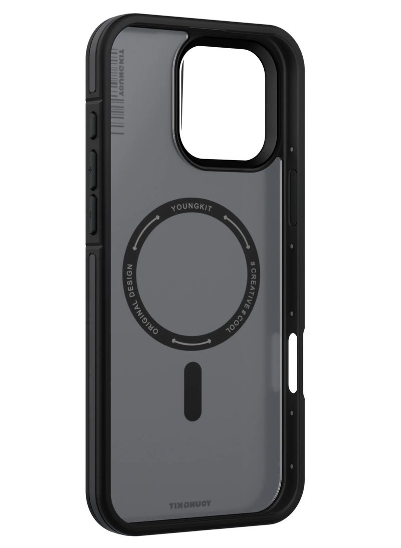 young kit rock sand skin feel magsafe apple iPhone 16 pro max case - black color - Image 3