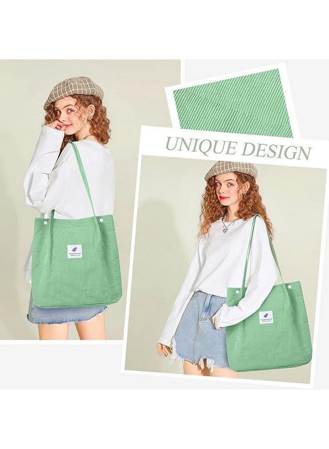BROGBUS Large Size Canvas Tote Shoulder Bag for Women, Ladies, Girls for School, College, Office, Travel Shopping Bag (Light Green Color) - Image 2