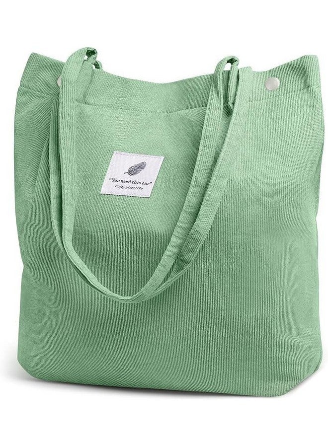 BROGBUS Large Size Canvas Tote Shoulder Bag for Women, Ladies, Girls for School, College, Office, Travel Shopping Bag (Light Green Color) - Image 1