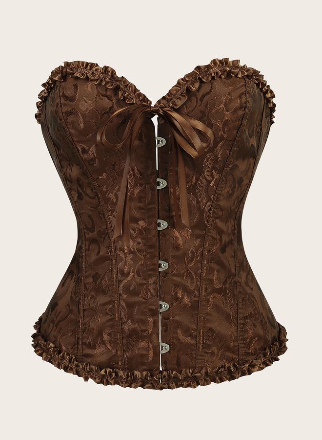 Take Two Jacquard Body Corset Shaping Top with Ruffle - Image 1