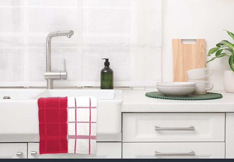 Mellow Buff 100% Cotton Terry Dish Cloth & Dish Towel (RED, Dish Towel - 4 Pack) - Image 5