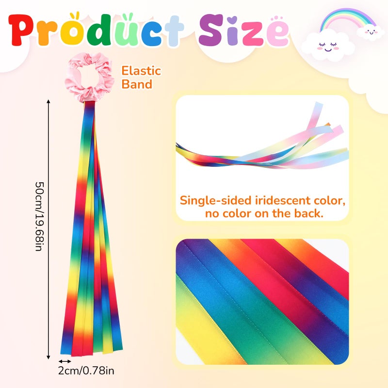 VioraWhite 12 Pcs Rainbow Dance Ribbons Rainbow Rhythm Ribbons Wrist Streamers Hand Held Rhythm Streamers Gymnastics Dance Decorations for Kid Adult, Assorted Color (0.8 x 19.7 Inch,Gradient) - Image 2