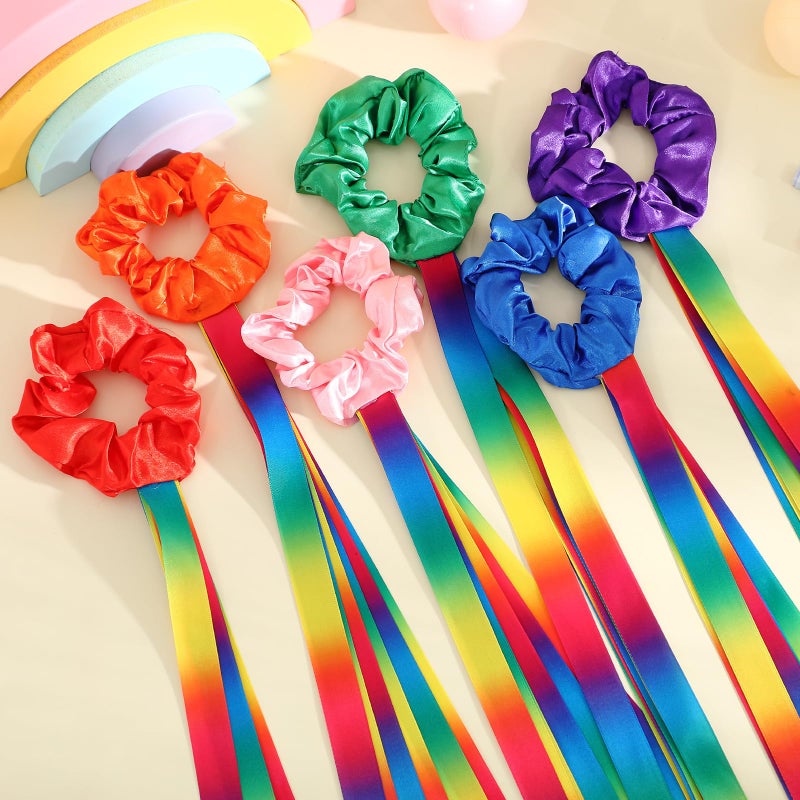VioraWhite 12 Pcs Rainbow Dance Ribbons Rainbow Rhythm Ribbons Wrist Streamers Hand Held Rhythm Streamers Gymnastics Dance Decorations for Kid Adult, Assorted Color (0.8 x 19.7 Inch,Gradient) - Image 4