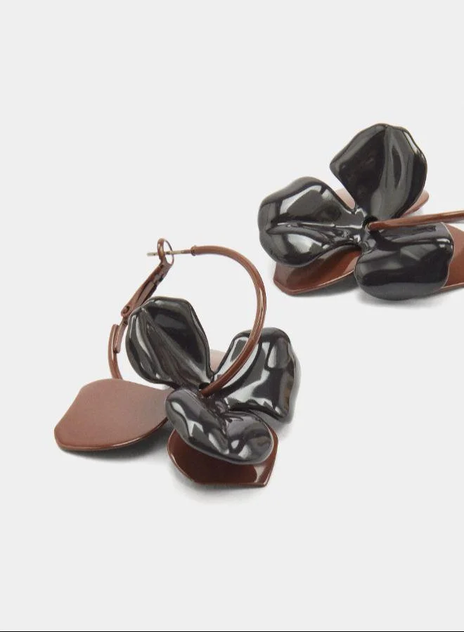 بارفوا أقراط دائرية زهرية مع مينا متعددة الألوان