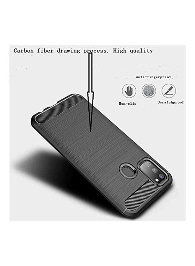 IAF Samsung Galaxy M30S Mobile Phone Case Carbon Fiber Silicone Antidrop Case Cover Black - Image 2