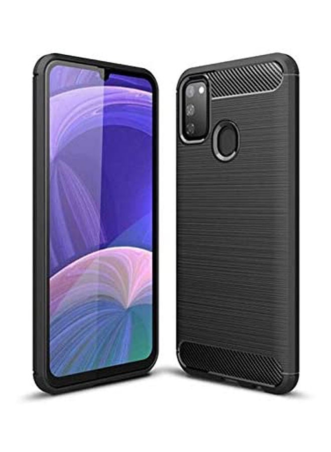 IAF Samsung Galaxy M30S Mobile Phone Case Carbon Fiber Silicone Antidrop Case Cover Black - Image 1