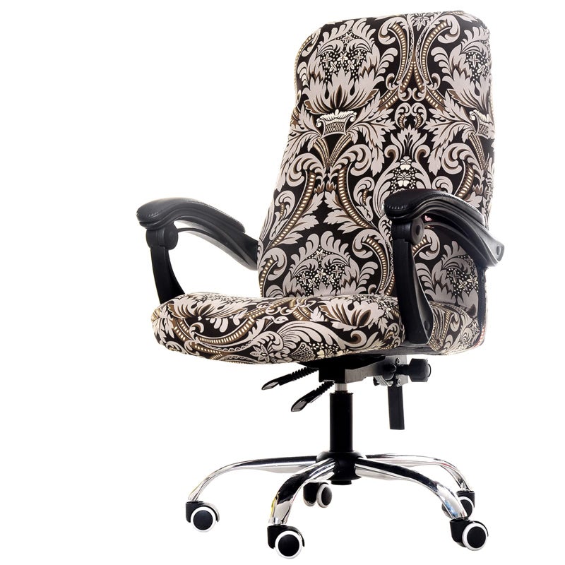 WOMACO Office Chair Covers Stretch Printed Computer Chair Slipover Universal Floral Boss Chair Protector Modern Simplism Style High Back Desk Chair Slipcovers A1 XLarge