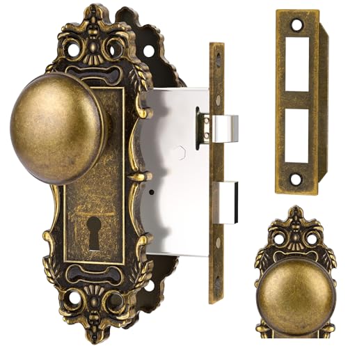 CEYMIO Mortise Lock Door Knobs Interior Bronze Door Knob Antique Door Handle Skeleton Key Privacy Vintage Door Locks for Bedrooms Bathroom - Image 1