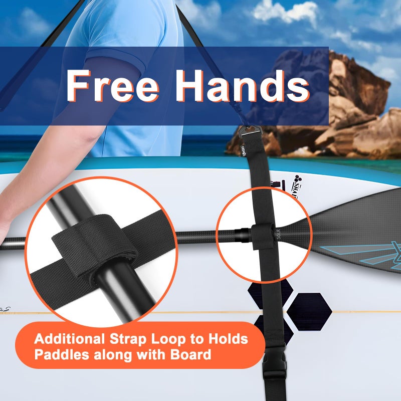 Cosmos Stand Up Paddleboard Carrying Strap SUP Paddle Board Carrier Adjustable Surfboard Shoulder Strap Hands-Free Kayak Board Transport Strap, Water Board Accessory for Paddleboard SUP Surfboard - Image 5