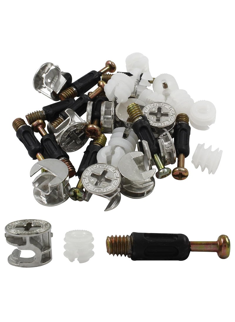 Aracombie Aracombie 30pcs 40mm Cam Lock Fittings 3 in 1 Furniture Connectors Cam Lock Fasteners for Cabinet Drawer Dresser Connecting  - Image 1