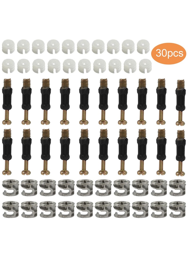 Aracombie Aracombie 30pcs 40mm Cam Lock Fittings 3 in 1 Furniture Connectors Cam Lock Fasteners for Cabinet Drawer Dresser Connecting  - Image 2