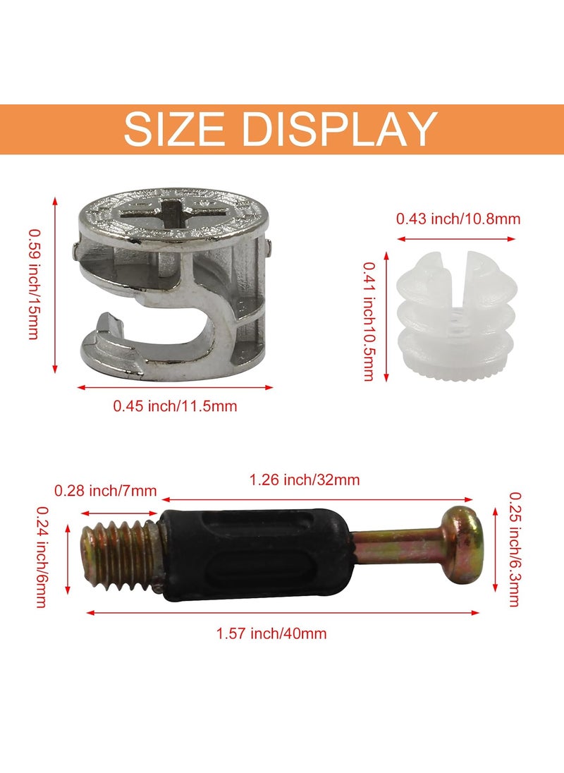 Aracombie Aracombie 30pcs 40mm Cam Lock Fittings 3 in 1 Furniture Connectors Cam Lock Fasteners for Cabinet Drawer Dresser Connecting  - Image 5