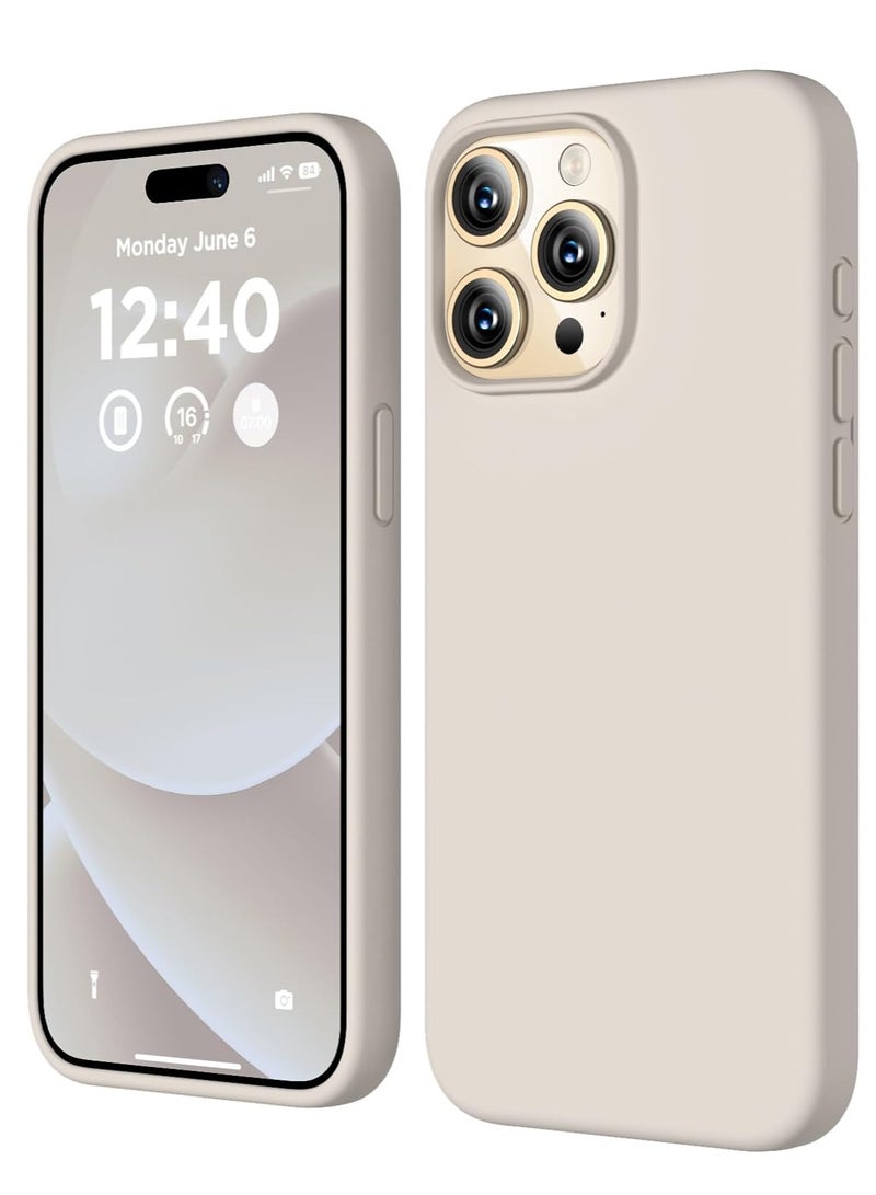 ELTRAZONE Compatible with iPhone 15 Pro Max Case, Liquid Silicone Case, Full Body Shockproof Protective Cover Slim Thin Phone Case with [Soft Anti-Scratch Microfiber Lining], 6.7 inch-Stone - Image 1