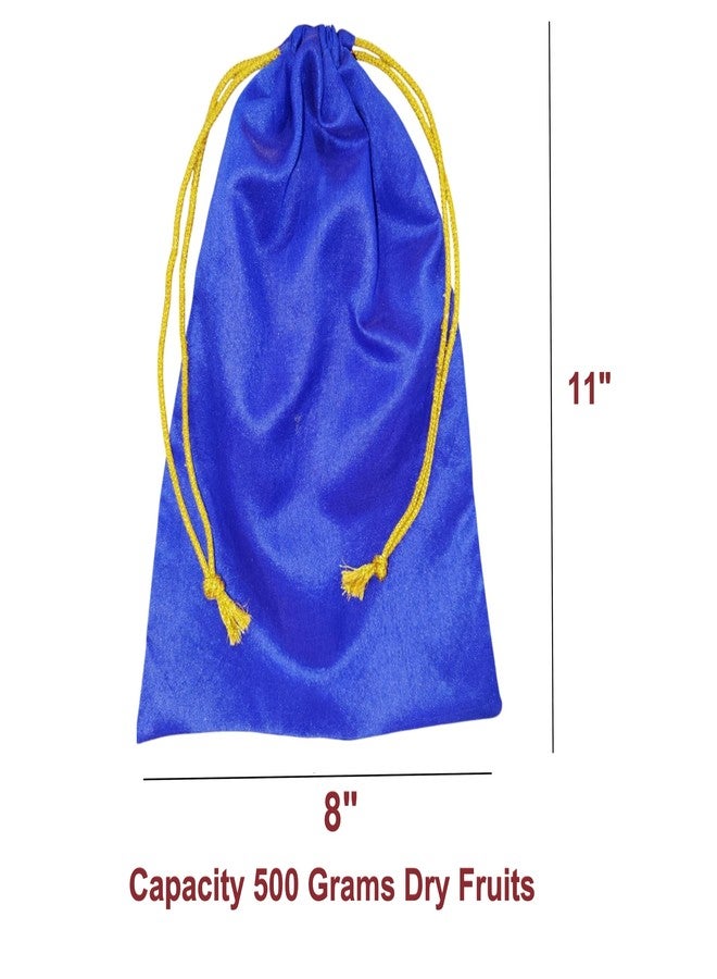 Manvicare 11" by 8" Chanderi Silk Fabric Multiuse Potli Bags/Gifting Bags - 6 Potlies - Multicolor - Capacity 500 Grams Dry Fruits - Image 2
