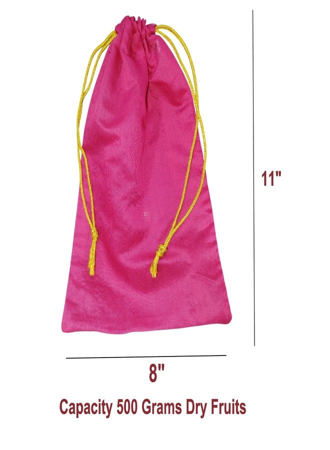 Manvicare 11" by 8" Chanderi Silk Fabric Multiuse Potli Bags/Gifting Bags - 6 Potlies - Multicolor - Capacity 500 Grams Dry Fruits - Image 3
