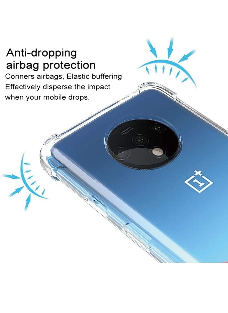 Raxoom Oneplus 7T Case, Transparent Reinforced Corners TPU Shock-Absorption Flexible Cell Phone Soft Silicone Protective Cover - Image 2
