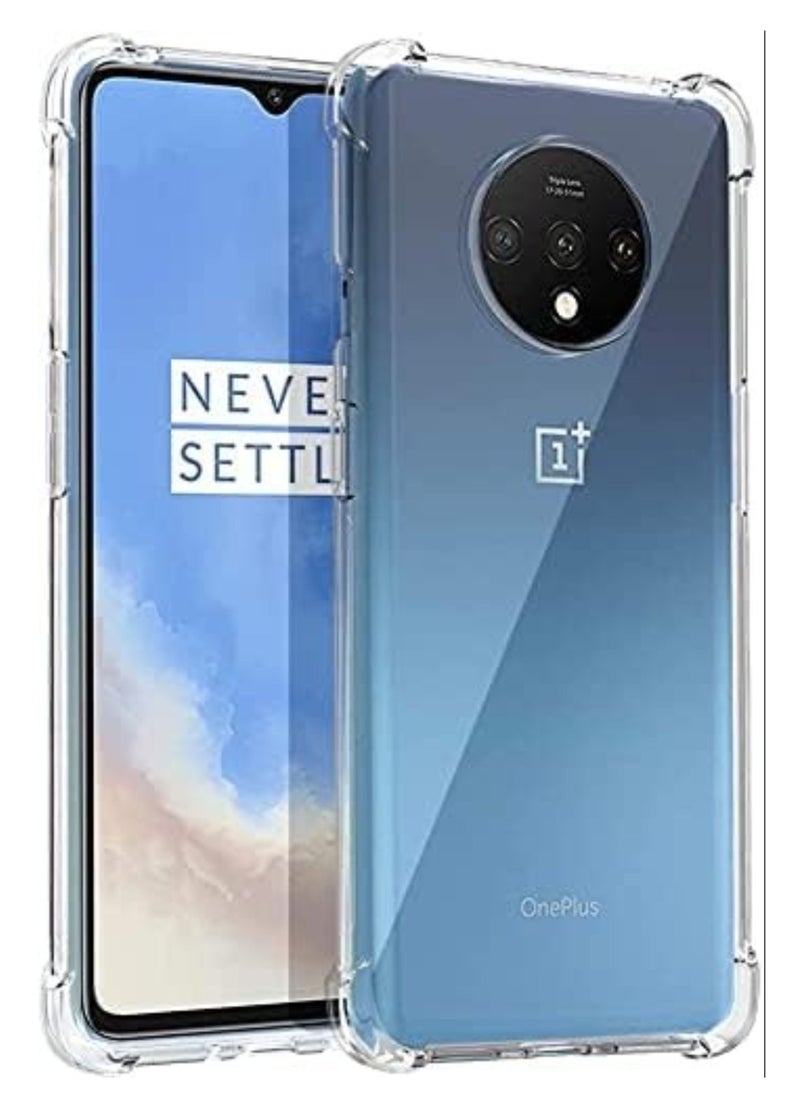 Raxoom Oneplus 7T Case, Transparent Reinforced Corners TPU Shock-Absorption Flexible Cell Phone Soft Silicone Protective Cover - Image 1