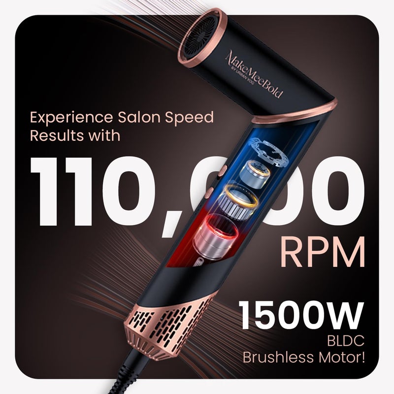 MakeMeeBold 7-IN-1 Multi Air Styler |110,000 RPM High-Speed Brushless Motor | Auto-Clean Tech | Hair Dryer with Diffuser & Volumizer Brush | Aircurl Hair Styler | Anti-Frizz Hair Styling Tool, Gifts for woman, 1500 Watts - Image 3