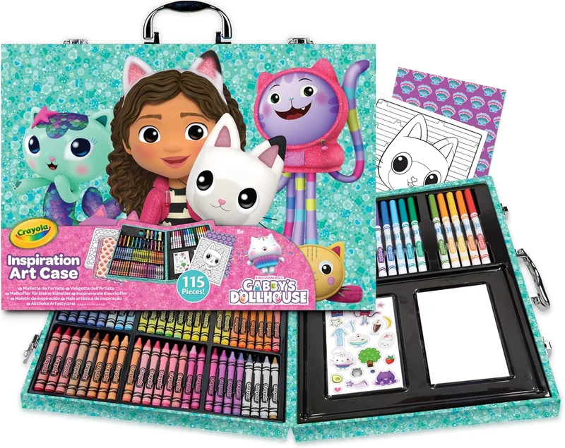كرايولا CRAYOLA - Inspiration Art Case, Gabby's Dollhouse Coloring Set, Ideal for Drawing and Coloring, 115 Pieces, Markers, Pencils and Pens