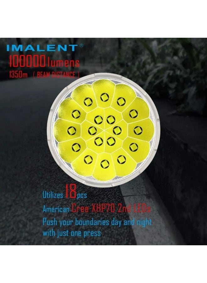Imalent MS18 Brightest Flashlight 100,000 Lumens 18pcs Cree XHP70 1350M - Image 2