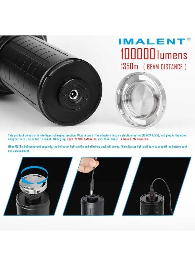 Imalent MS18 Brightest Flashlight 100,000 Lumens 18pcs Cree XHP70 1350M - Image 3