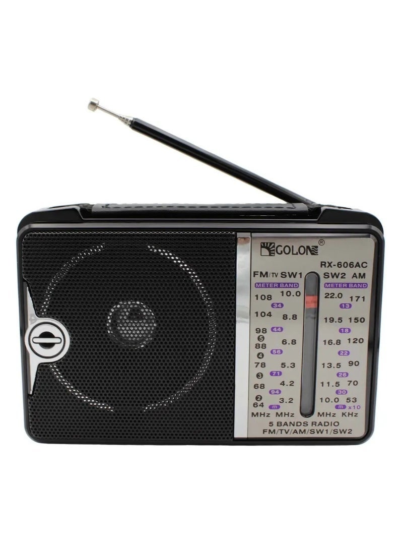 Gullon GOLON Classic RADIO works with electricity, 5-bands AM,FM,SW1,SW2 RX-606AC Black - Image 1