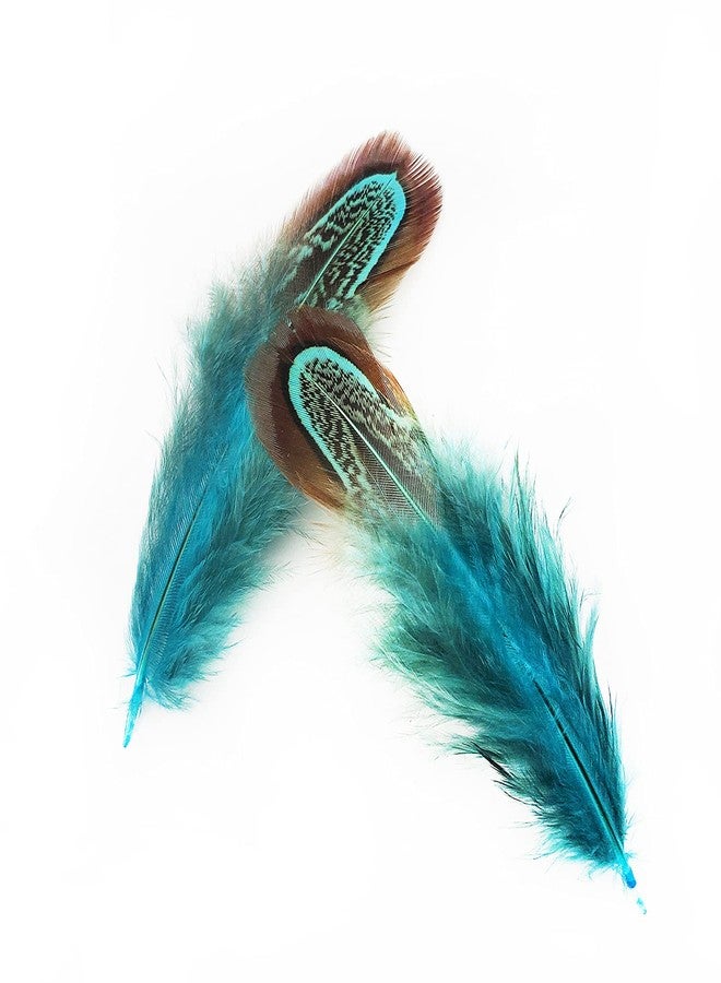 HAPPY FEATHER 50 pcs Natural Pheasant Plumage 2-3 Inches Plumage for Sewing Crafts Clothing Decorating Accessories -Blue - Image 3