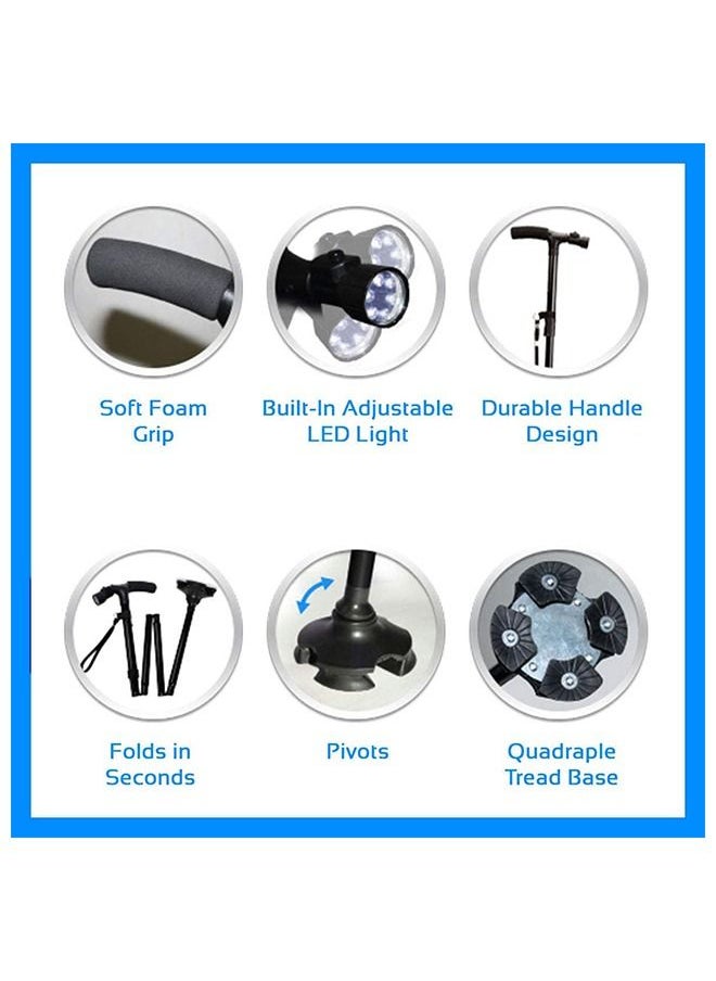 Generic - Magic Cane Adjustable Folding Extendable Walking Stick With Led Lights - Image 1