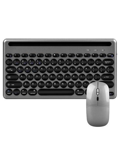 Bluetooth Keyboard with Tablet / Mobile Phone Holder, Rechargeable Keyboard Multi-Device, Compatible with iPad, iPhone, Android, Tablet, Laptop PC.