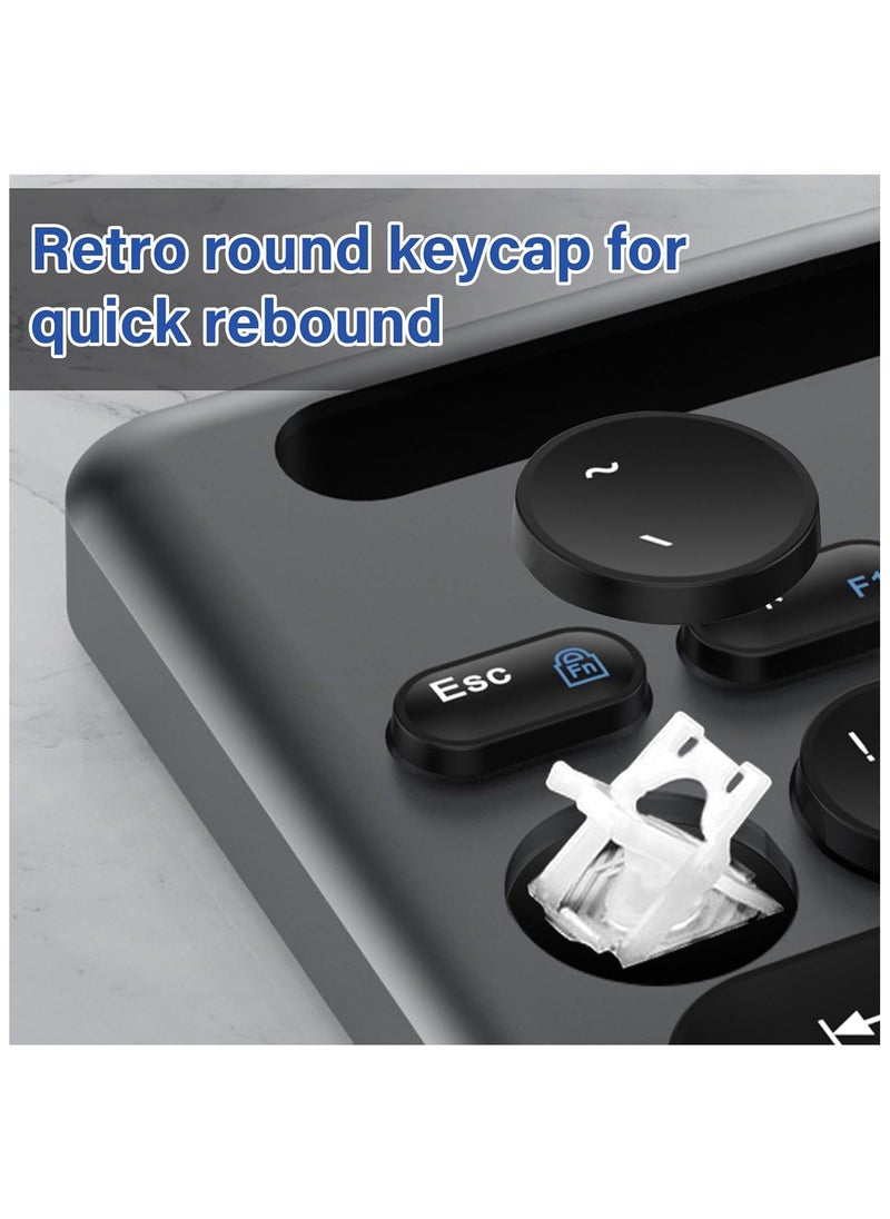 Bluetooth Keyboard with Tablet / Mobile Phone Holder, Rechargeable Keyboard Multi-Device, Compatible with iPad, iPhone, Android, Tablet, Laptop PC.