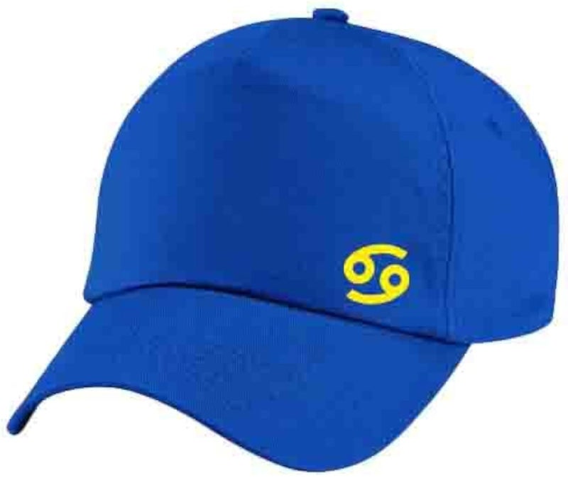 Blue Cap with Cancer zodiac Yellow Color Logo