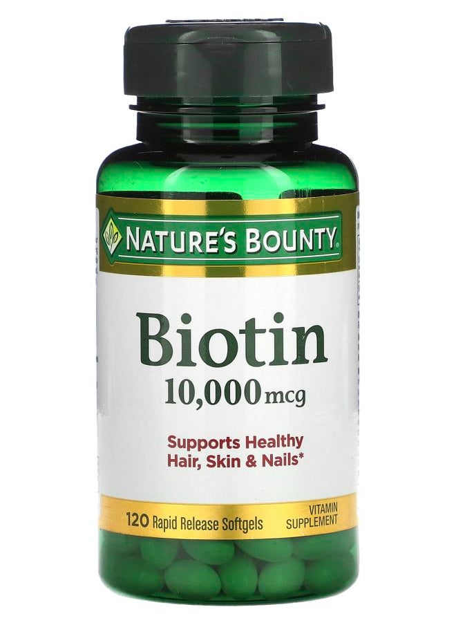 Nature's Biotin 10000 mcg 120 Rapid Release Softgels 
