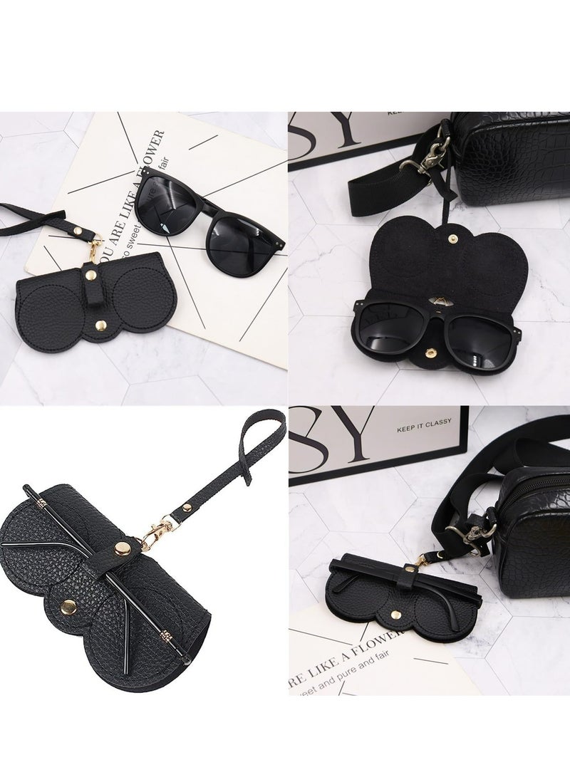 Portable Soft Leather Sunglasses Case - Slim Eyeglasses Holder Pouch for Men and Women