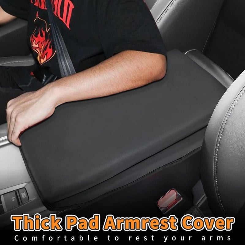 INTGET Car Console Cover for 2020 2021 2022 Honda Accord Accessories 2019 2018 Leather Armrest Cover Middle Arm Rest Dog Seat Protector Interior (Black with Cushion Flat) - Image 2