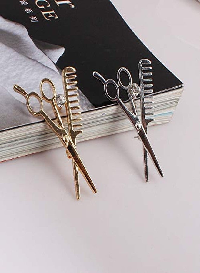 JOYID Scissor and Comb Brooch Hair Stylist Brooch Pin Brooches Hairdresser for Women Men Children-2 Pcs - Image 2