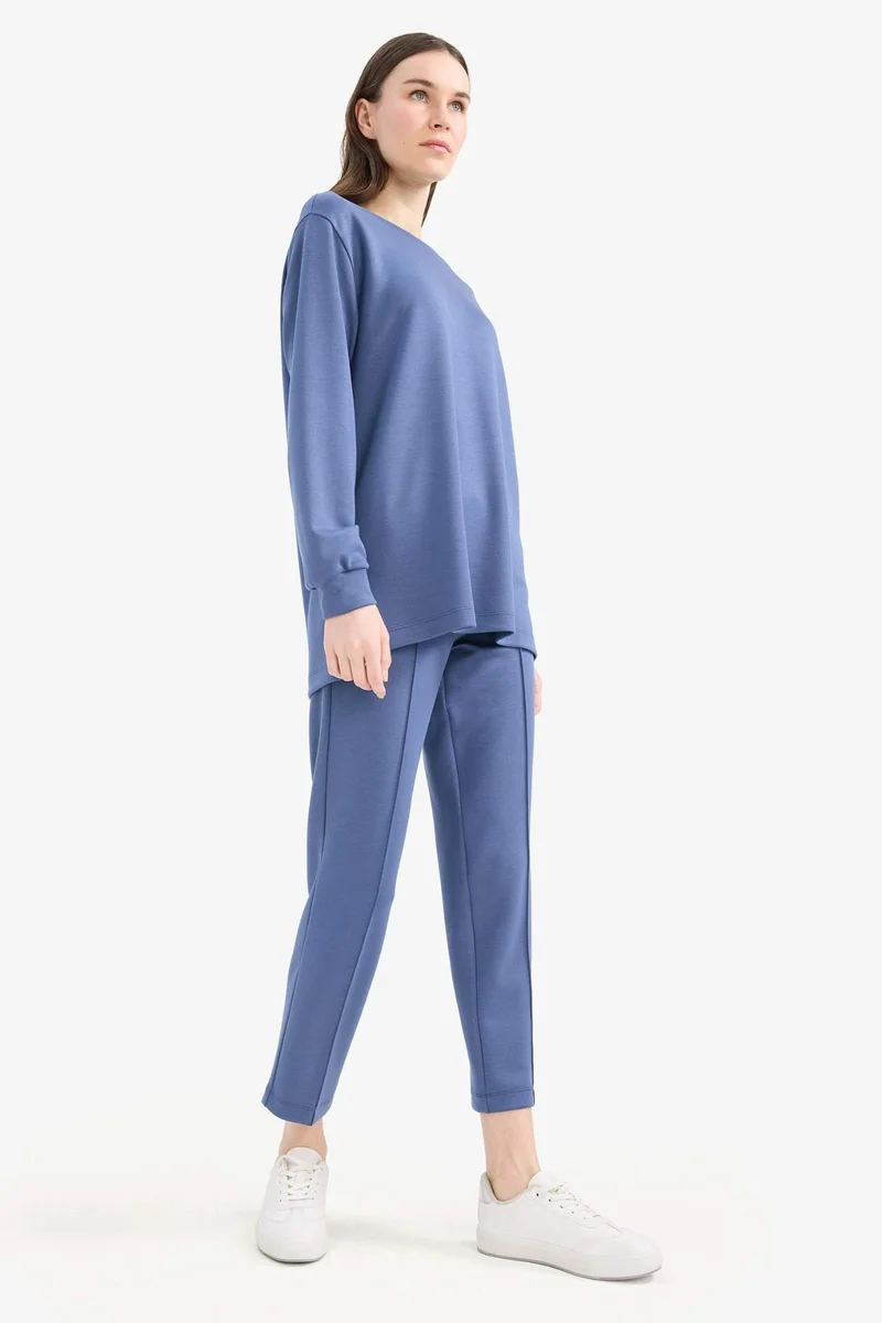 ديفاكتو Regular Fit Flexible Waist Basic Trousers