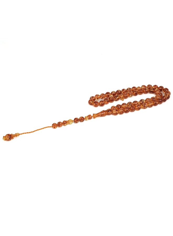 R.S Polish Amber Dust Prayer Beads, Round Shape, 51 Honey Marbled Beads - Image 4
